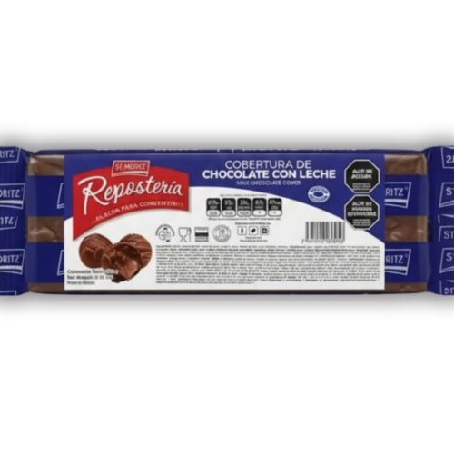 TABLETA COBERTURA DE CHOCOLATE DE LECHE ST. MORITZ 500GR