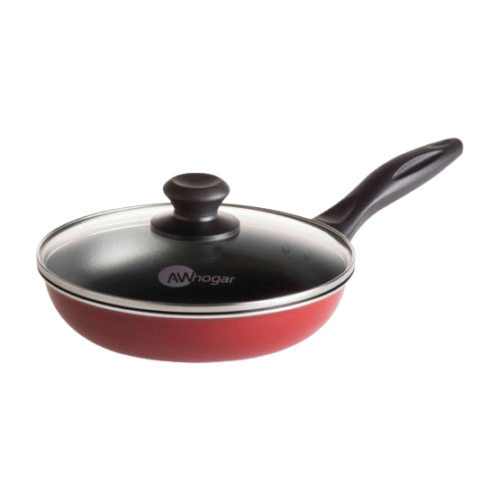 SARTEN DE ALUMINIO ANTIADHERENTE 23CM RECTO C/TAPA AWHOGAR