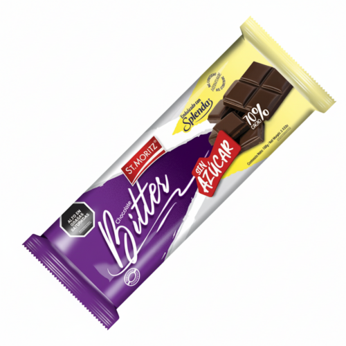CHOCOLATE BITTER SIN AZUCAR EN TABLETA SPLENDA ST. MORITZ