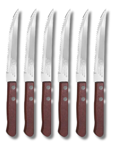 SET CUCHILLOS DE SIERRA 5" MANGO DE MADERA 6UND