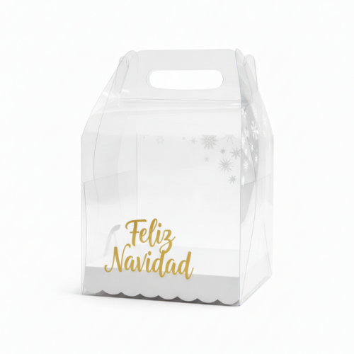 CAJITA FELIZ ACETATO LONCHERA NAVIDAD 16X16X15CM