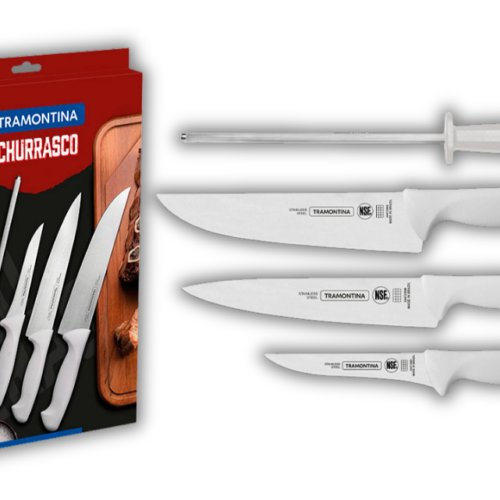 SET 3 CUCHILLOS Y 1 CHAIRA 8" TRAMONTINA CHURRASCO